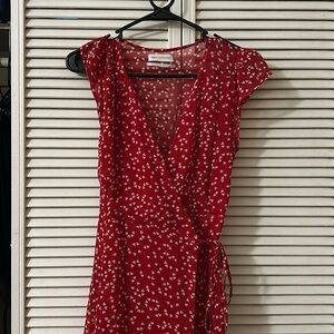 Urban Outfitters Red Heart Chiffon Midi Dress